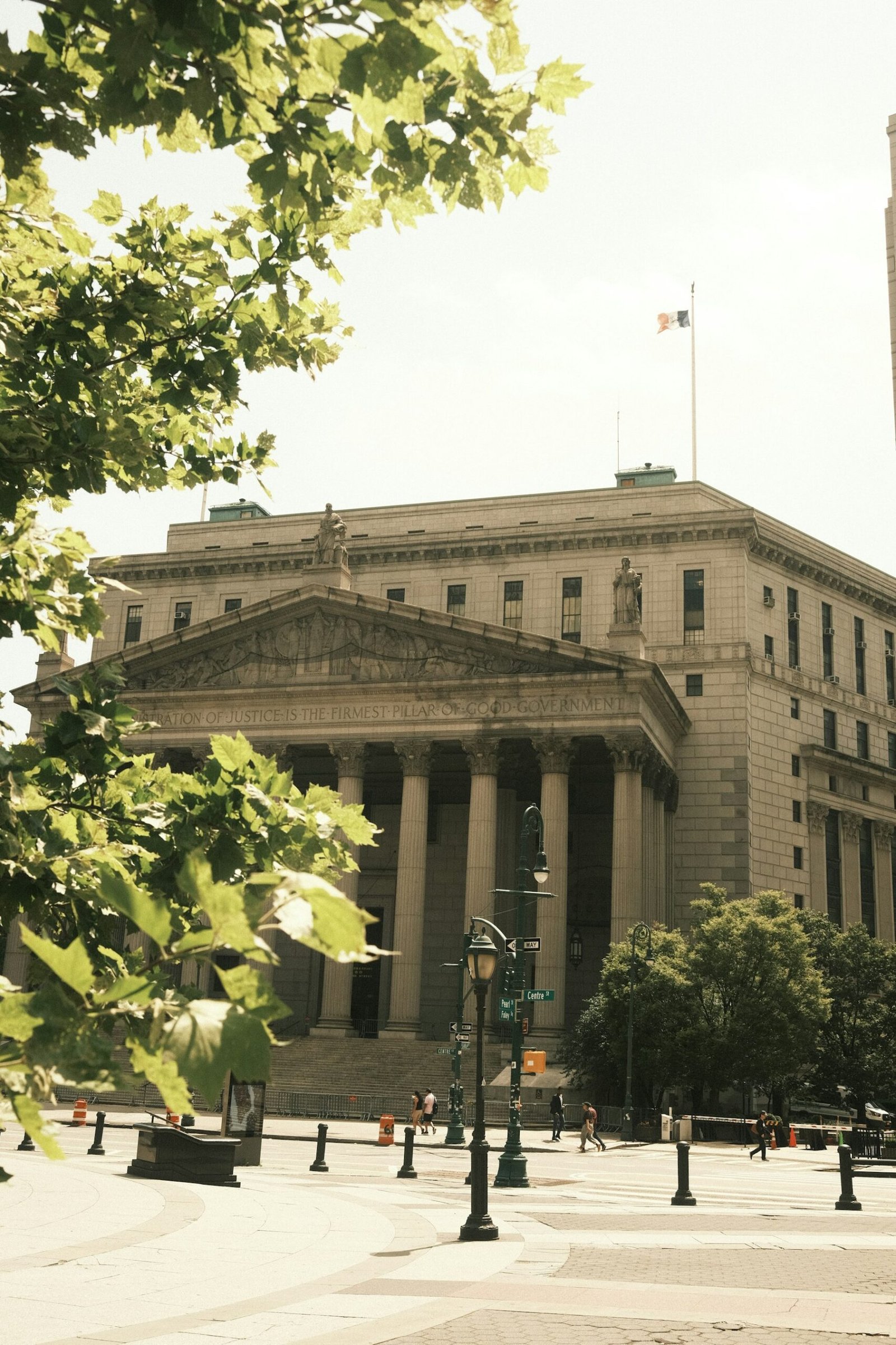 Courthouse building exterior with white columns