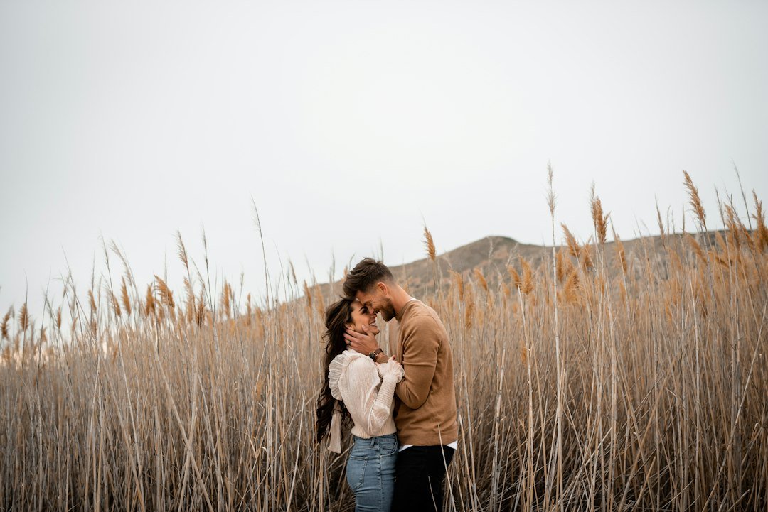 Couple embracing outdoors